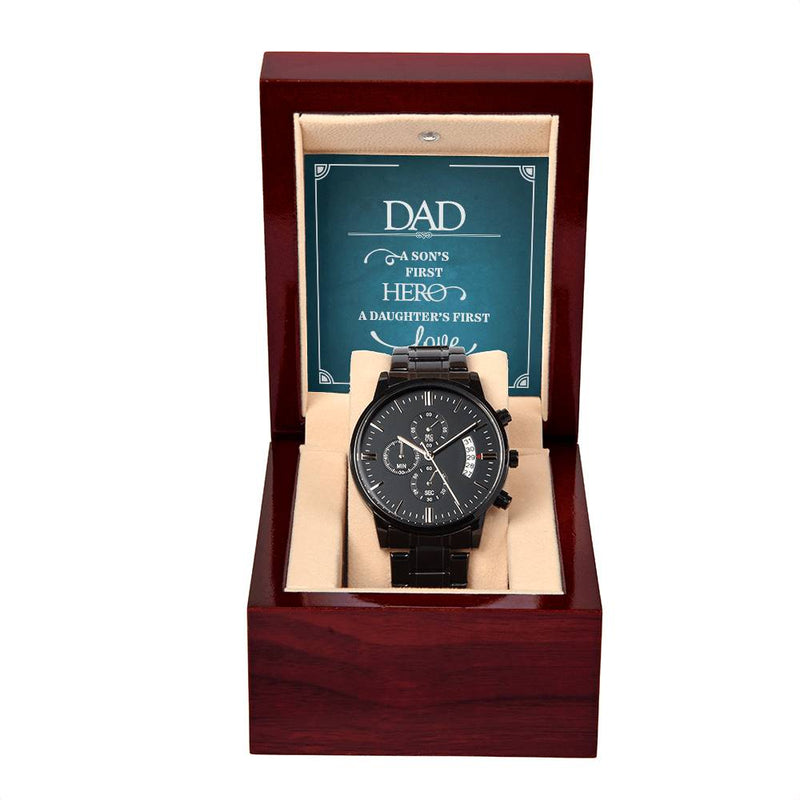 A Son's First Hero - Black Chronograph Watch - The Best Shop 4U