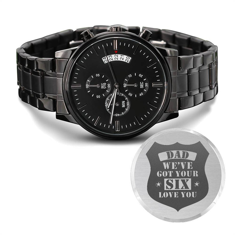 Engraved Watch We've Got Your Six (Charcoal Black) – Men's Watch - The Best Shop 4U