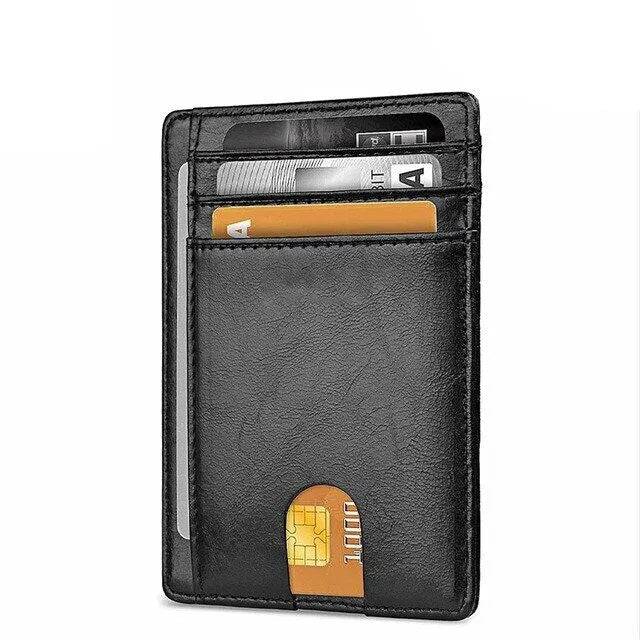 Mens Leather Slim Wallet, Credit Card Holder, RFID Blocking, Pocket ID - The Best Shop 4U
