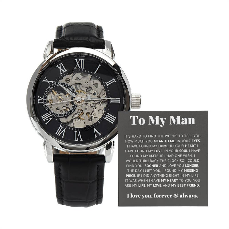 To My Man Life, Love, Best Friend – Luxury Openwork Watch - The Best Shop 4U