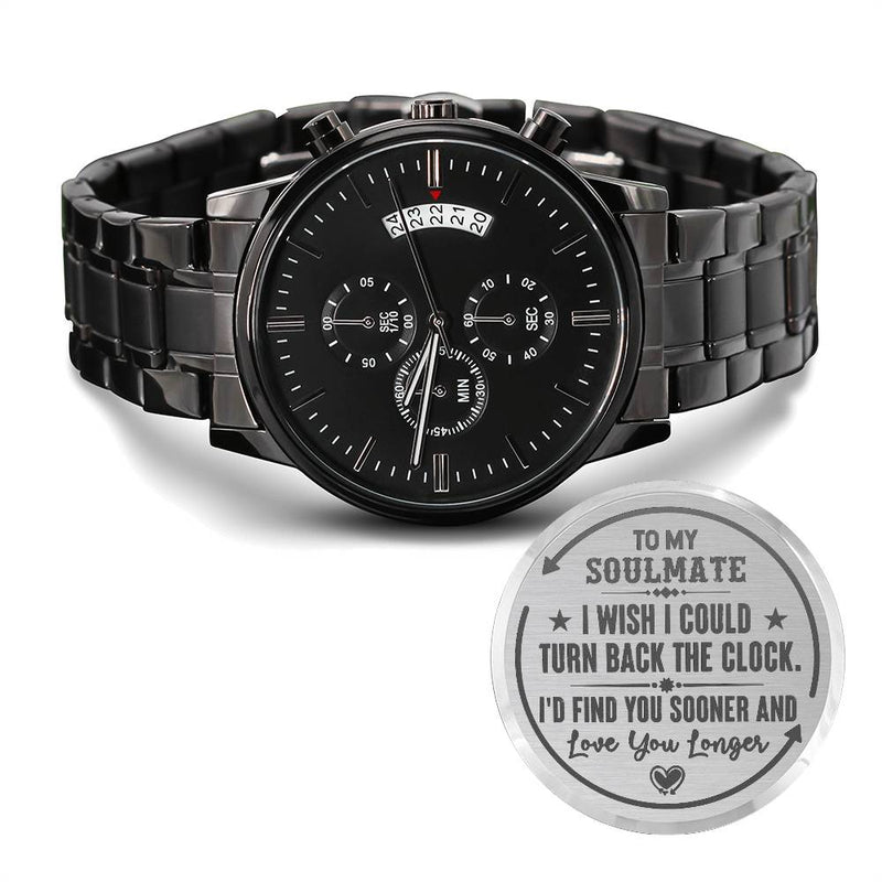 To My Soulmate Turn Back the Clock (Charcoal Black) – Men's Watch - The Best Shop 4U